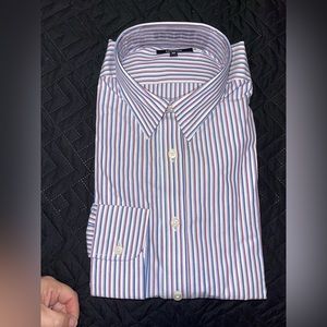 mens Quince Luxe Button Down Shirt Navy White Red Size Medium dress shirt